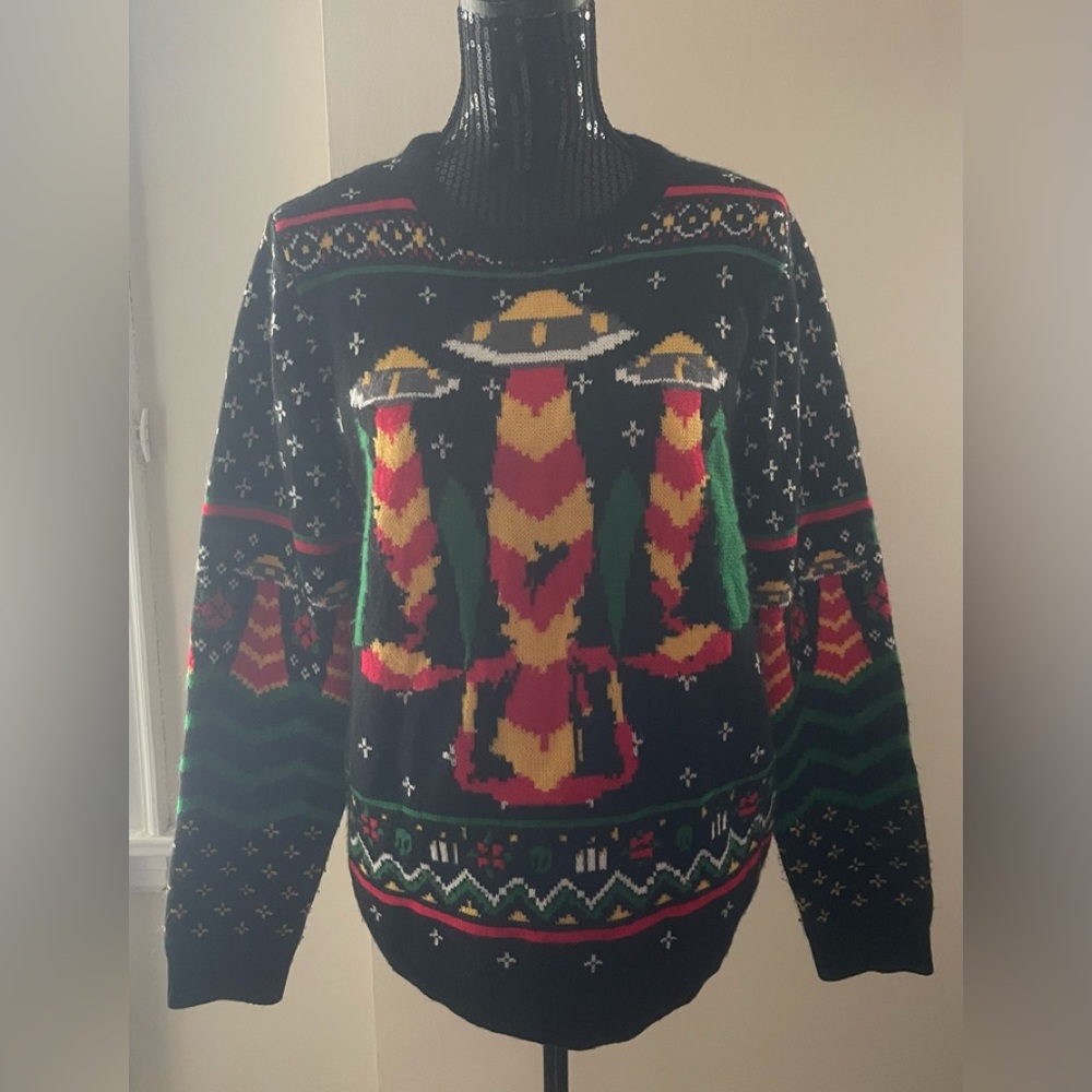 Killstar Colorful UFO Ugly Christmas Sweater Size Small